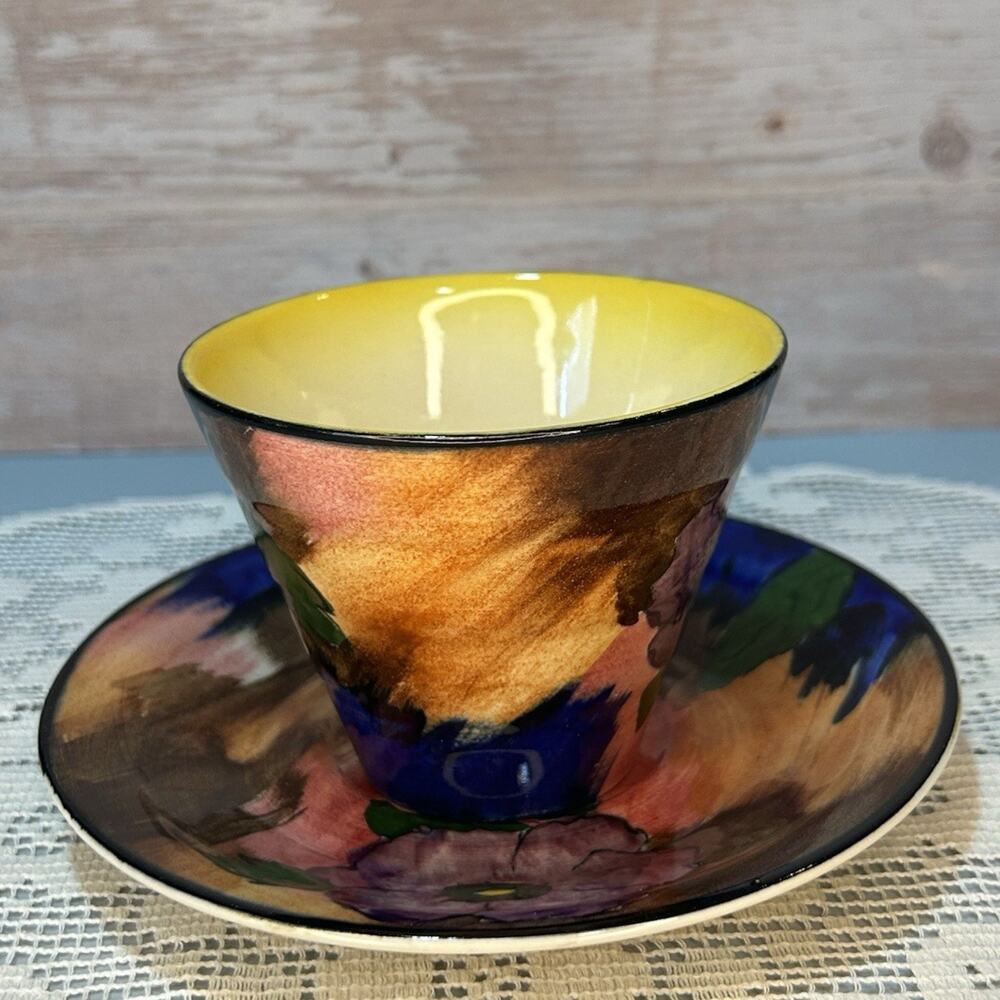 H&K Tunstall Hand-Painted Floral Ceramic Cup and Saucer Set Of 3 - Picture 3 of 7